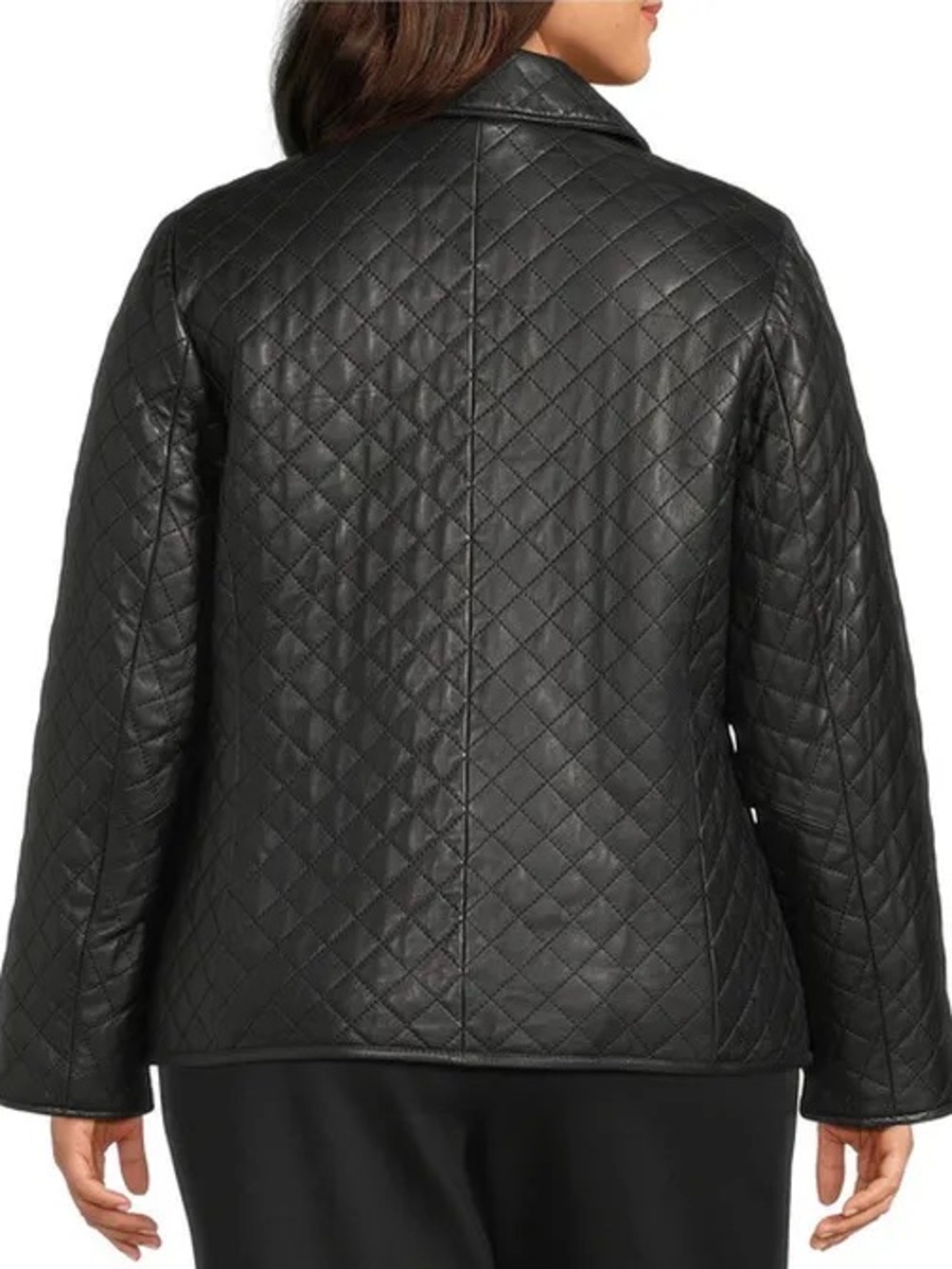 Investments Platinum Suiting Quilted Genuine Lamb Leather Point Collar Jacket - Picture 4 of 14